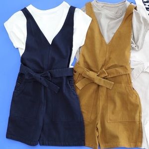 Alex Mill Ollie Short Overalls in Navy
